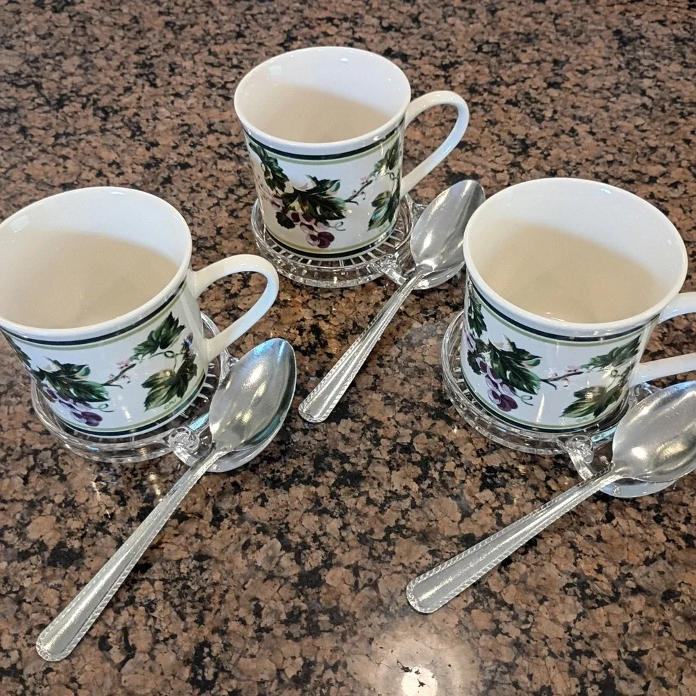 Set of 8 Fostoria American Clear Glass Coasters with Spoon Rest Tab Vintage USA